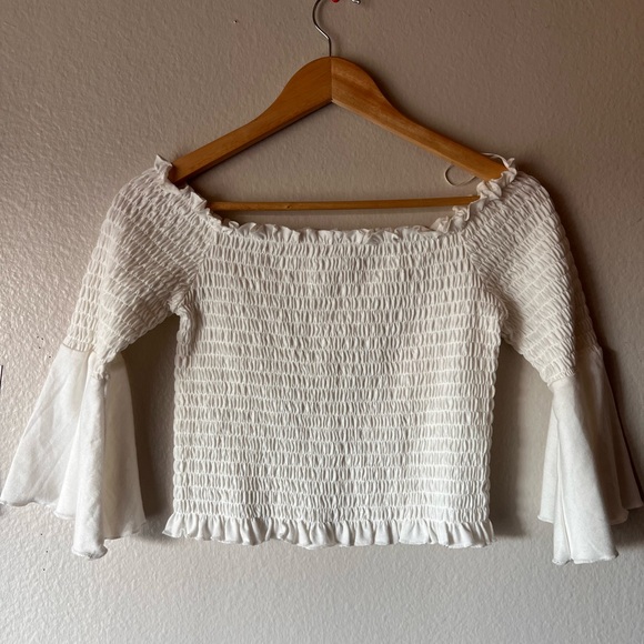 Jack by BB Dakota | Women's Show Off Smocked Off-The-Shoulder Bell Sleeve - Picture 2 of 6